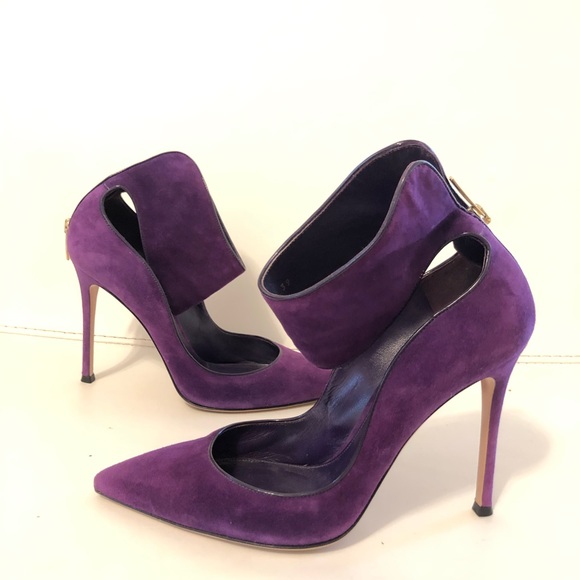 Gianvito Rossi Purple Suede Heels Size $39 $1295 - Picture 4 of 7